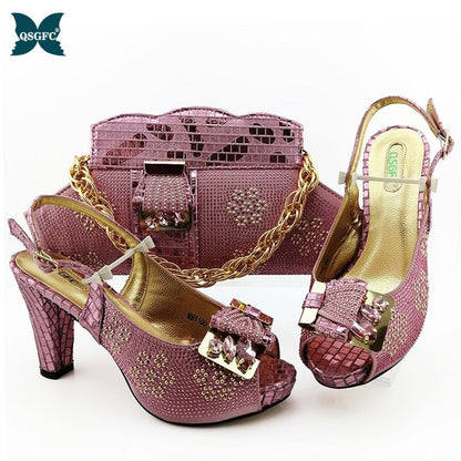 2020 New ins fashion Shoes and Bag Sets Italian design Matching Bags with High Quality Women for Party and wedding in high heel