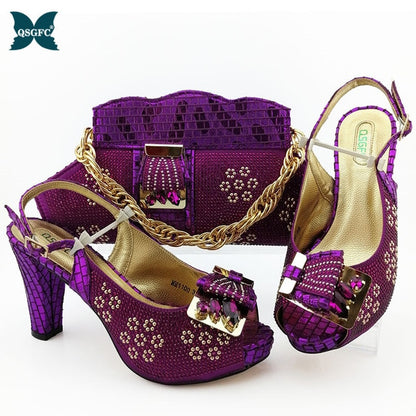 2020 New ins fashion Shoes and Bag Sets Italian design Matching Bags with High Quality Women for Party and wedding in high heel