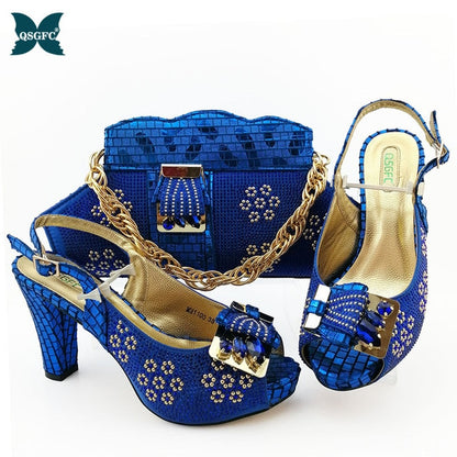 2020 New ins fashion Shoes and Bag Sets Italian design Matching Bags with High Quality Women for Party and wedding in high heel