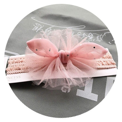 Balleenshiny Infant Child Hair Band Three-dimensional Alloy Rhinestone Crown Headdress Baby Girl Mesh Elastic Headband Turban