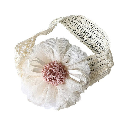Balleenshiny Infant Child Hair Band Three-dimensional Alloy Rhinestone Crown Headdress Baby Girl Mesh Elastic Headband Turban