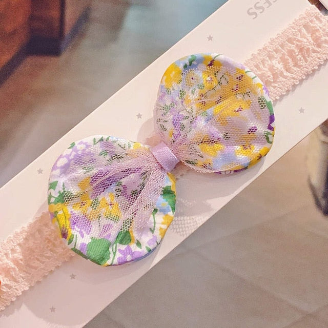 Balleenshiny Infant Child Hair Band Three-dimensional Alloy Rhinestone Crown Headdress Baby Girl Mesh Elastic Headband Turban