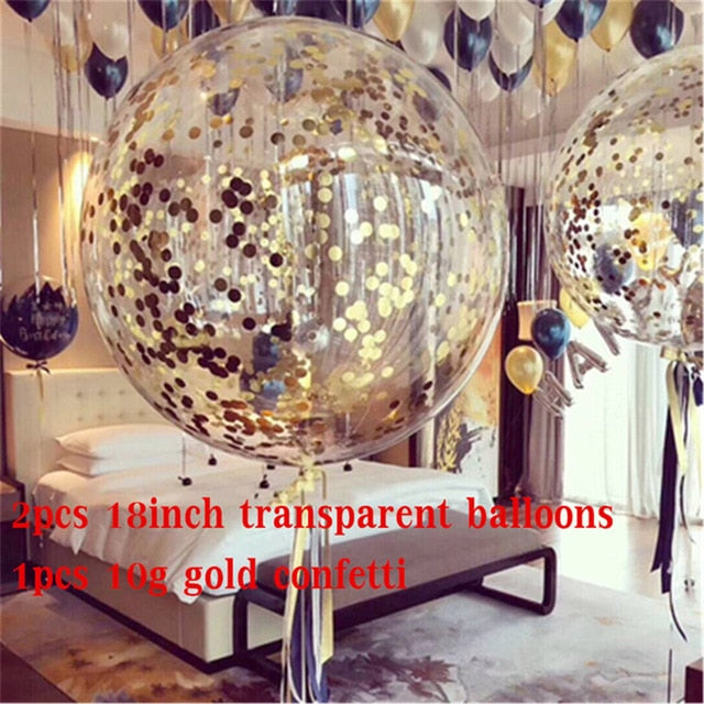 2pcs 18inch Rose Gold Confetti Balloon Wedding Decoration Inflatable Clear Latex Balloons Birthday Party Decoration Party Decor