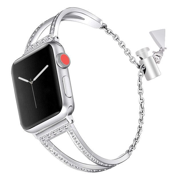 Diamond Jewelry Watch Bands For Apple Watch 38mm 42mm 40mm 44mm iwatch Strap Series 5 4 3 2 1 Stainless Steel Women Bracelet