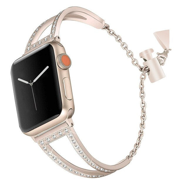 Diamond Jewelry Watch Bands For Apple Watch 38mm 42mm 40mm 44mm iwatch Strap Series 5 4 3 2 1 Stainless Steel Women Bracelet