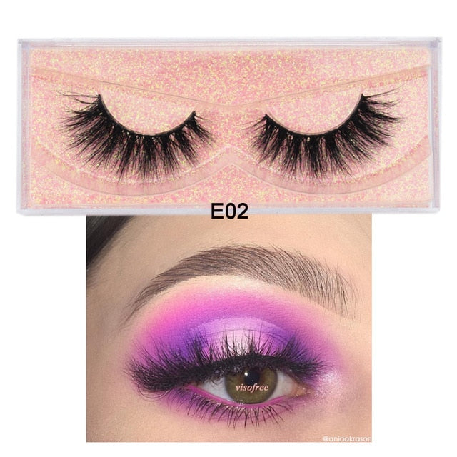 Visofree Mink Eyelashes 100% Cruelty free Handmade 3D Mink Lashes Full Strip Lashes Soft False Eyelashes Makeup  Lashes E11