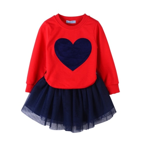 Humor Bear Autumn Kids Baby Girl Clothes Long Sleeve T-shirt+Grid Skirt +bowknot Casual suits Student Girls' Clothing Sets