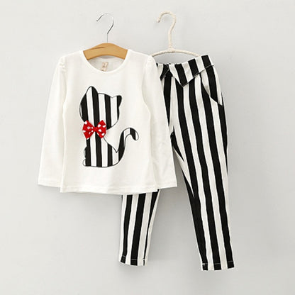 Humor Bear Autumn Kids Baby Girl Clothes Long Sleeve T-shirt+Grid Skirt +bowknot Casual suits Student Girls' Clothing Sets