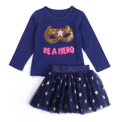 Humor Bear Autumn Kids Baby Girl Clothes Long Sleeve T-shirt+Grid Skirt +bowknot Casual suits Student Girls' Clothing Sets