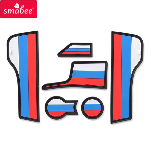 smabee Gate slot pad for LADA vesta Non-slip Interior Door Pad/Cup  VESTA MAT 6pcs pvc red blue white black