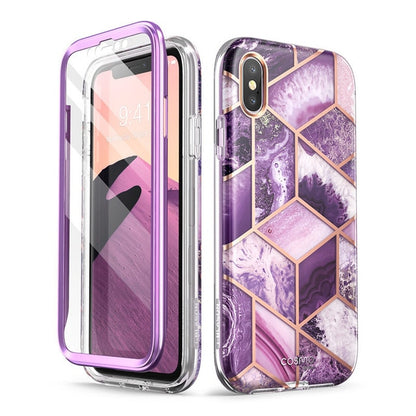 I-BLASON For iPhone X Xs Case 5.8 inch Cosmo Series Full-Body Shinning Glitter Marble Bumper Case with Built-in Screen Protector