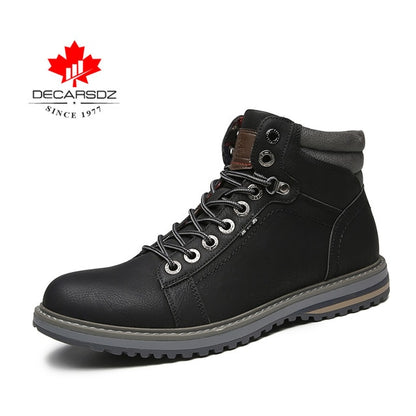 DECARSDZ Men Boots Lace-up Leather Shoes Popular Comfy Autumn Men Shoes Men Casual Boots Fashion Men's Boots Hiking Botas Hombre