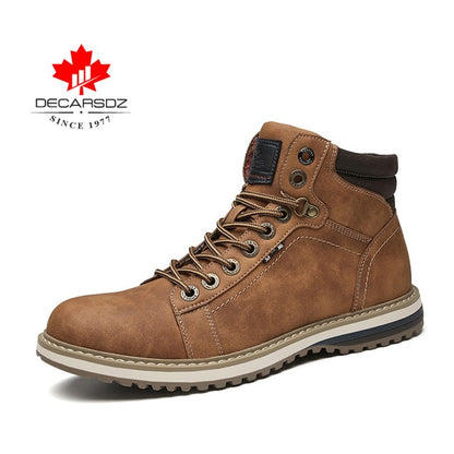 DECARSDZ Men Boots Lace-up Leather Shoes Popular Comfy Autumn Men Shoes Men Casual Boots Fashion Men's Boots Hiking Botas Hombre