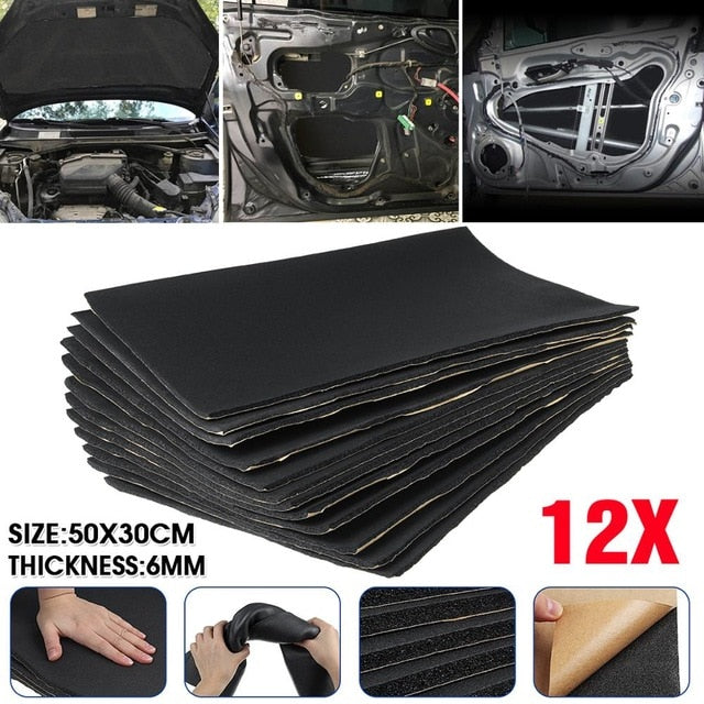 9pcs/12pcs 10mm 8mm 6mm Car Sound Mat Proofing Deadener Heat Noise Insulation Deadening Mat Hood Closed Cell Foam 50x30cm
