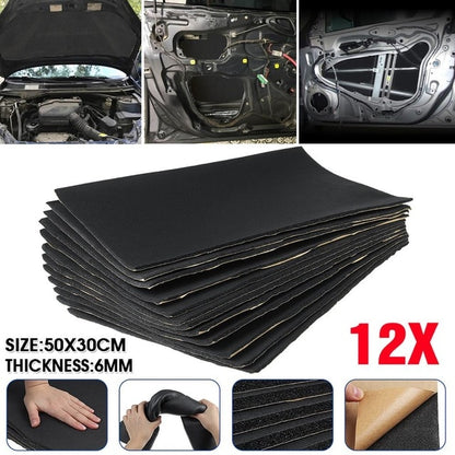 9pcs/12pcs 10mm 8mm 6mm Car Sound Mat Proofing Deadener Heat Noise Insulation Deadening Mat Hood Closed Cell Foam 50x30cm