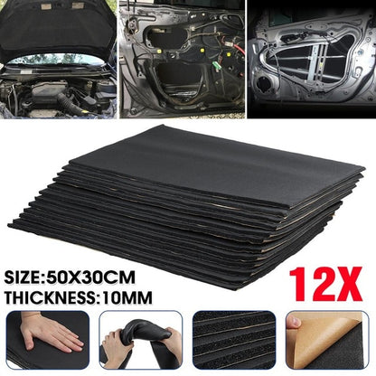 9pcs/12pcs 10mm 8mm 6mm Car Sound Mat Proofing Deadener Heat Noise Insulation Deadening Mat Hood Closed Cell Foam 50x30cm