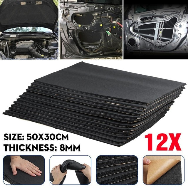 9pcs/12pcs 10mm 8mm 6mm Car Sound Mat Proofing Deadener Heat Noise Insulation Deadening Mat Hood Closed Cell Foam 50x30cm
