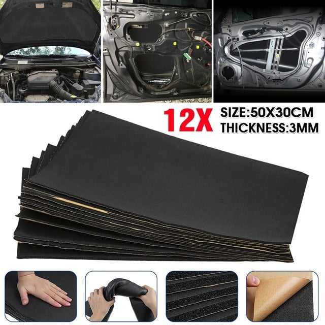 9pcs/12pcs 10mm 8mm 6mm Car Sound Mat Proofing Deadener Heat Noise Insulation Deadening Mat Hood Closed Cell Foam 50x30cm