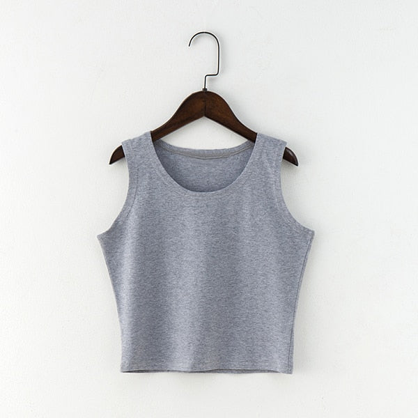 Black Round Neck Sleeveless Harajuku Women's T-Shirt Cotton Crop Top Women's Shirt Girls Lady Tee Tops Streetwear Camiseta Mujer