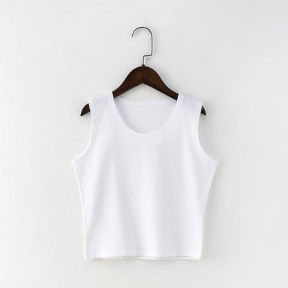 Black Round Neck Sleeveless Harajuku Women's T-Shirt Cotton Crop Top Women's Shirt Girls Lady Tee Tops Streetwear Camiseta Mujer