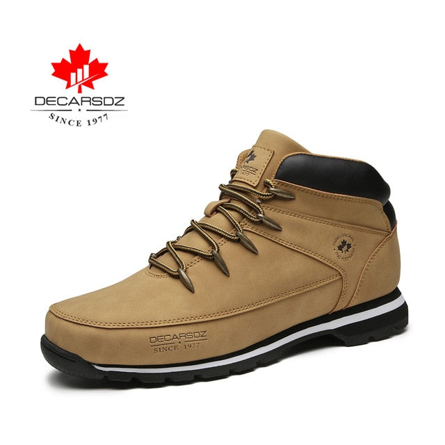 DECARSDZ Men Casual Boots 2020 Autumn Winter Comfy Lace-up Leather Men's Boots Men Fashion Shoes Man Brand Classic Men Boots