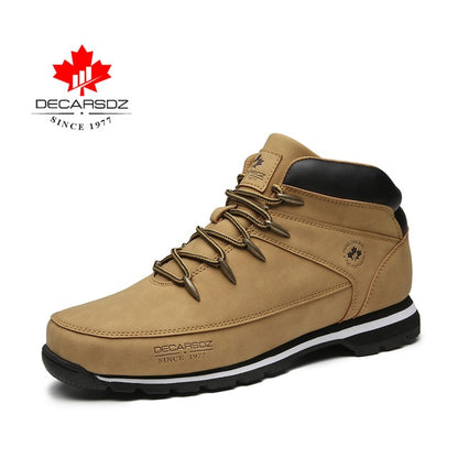 DECARSDZ Men Casual Boots 2020 Autumn Winter Comfy Lace-up Leather Men's Boots Men Fashion Shoes Man Brand Classic Men Boots