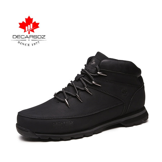DECARSDZ Men Casual Boots 2020 Autumn Winter Comfy Lace-up Leather Men's Boots Men Fashion Shoes Man Brand Classic Men Boots