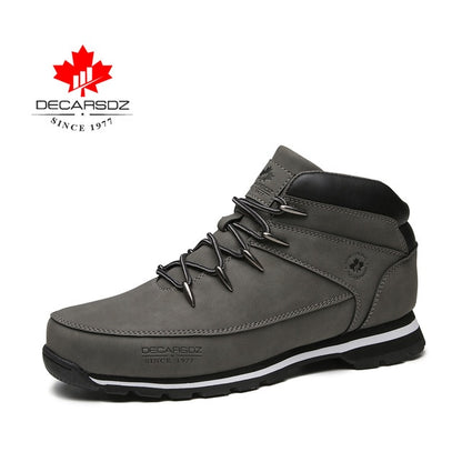 DECARSDZ Men Casual Boots 2020 Autumn Winter Comfy Lace-up Leather Men's Boots Men Fashion Shoes Man Brand Classic Men Boots