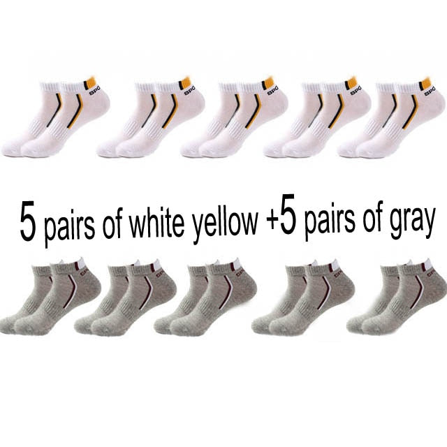 10 Pair High Quality Men Ankle Socks Breathable Cotton Sports Socks Mesh Casual Athletic Summer Thin Cut Short Sokken Size 38-48
