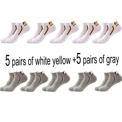 10 Pair High Quality Men Ankle Socks Breathable Cotton Sports Socks Mesh Casual Athletic Summer Thin Cut Short Sokken Size 38-48