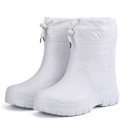 Fashion Winter Men's Rain Boots Plush Warm Men's Ankle Work Boots Waterproof Fishing Men Wellies Winter Boots Zapatillas Hombre