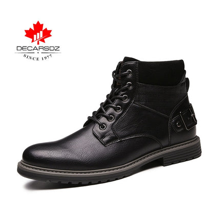 DECARSDZ Men Boots 2020 Autumn & Winter Fashion Shoes Men Design Leather Comfy Lace-up Casual Boots Men high quality Men's Boots