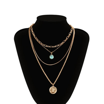 Ingemark Punk Miami Cuban Choker Necklace Colar Hip Hop Big Thick Chunky Chain Fashion Queen Coin Pendant Necklace Women Jewelry