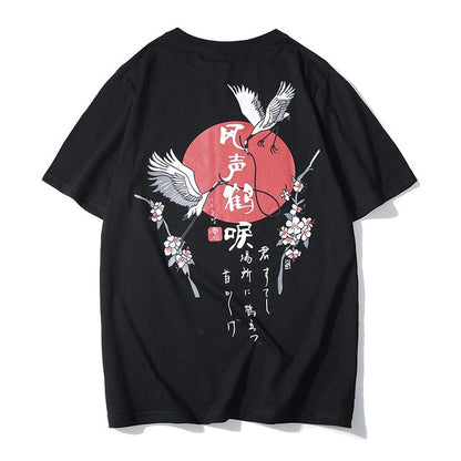 Special Japanese Tide brand short-sleeved men and women summer street hip hop T-shirt Chinese style lovers with half sleeves