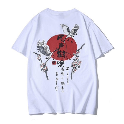 Special Japanese Tide brand short-sleeved men and women summer street hip hop T-shirt Chinese style lovers with half sleeves