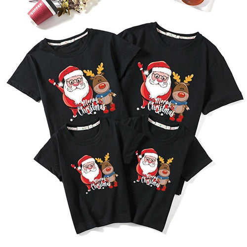 Christmas Family T-shirt Family Matching Outfits Women Men Baby T-shirt Girls Boy Mom Dad T-shirt Adult Kids Clothes