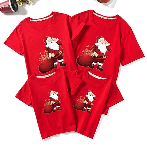 Christmas Family T-shirt Family Matching Outfits Women Men Baby T-shirt Girls Boy Mom Dad T-shirt Adult Kids Clothes