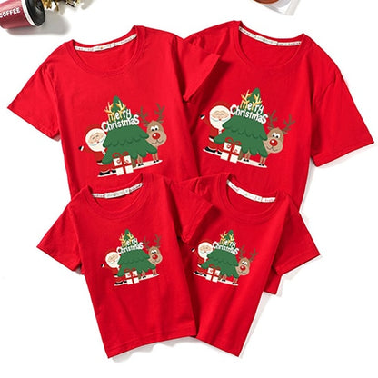 Christmas Family T-shirt Family Matching Outfits Women Men Baby T-shirt Girls Boy Mom Dad T-shirt Adult Kids Clothes