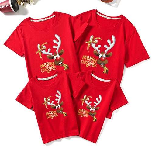 Christmas Family T-shirt Family Matching Outfits Women Men Baby T-shirt Girls Boy Mom Dad T-shirt Adult Kids Clothes