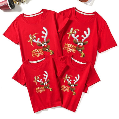 Christmas Family T-shirt Family Matching Outfits Women Men Baby T-shirt Girls Boy Mom Dad T-shirt Adult Kids Clothes