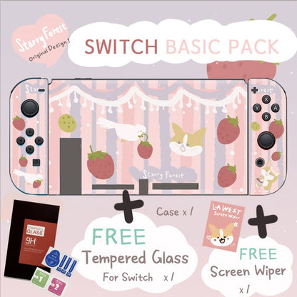 STARRY FOREST strawberry and corgi dog cute soft pink case for Nintendo Switch for girls