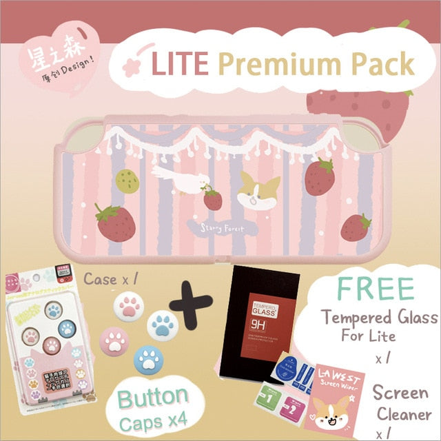 STARRY FOREST strawberry and corgi dog cute soft pink case for Nintendo Switch for girls
