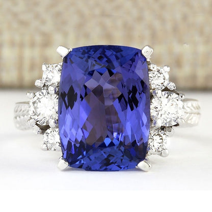 Fashion Big Blue Stone Ring Charm Jewelry Women CZ Wedding Rings Promise Engagement Ring Ladies Accessories Gifts Z4K146