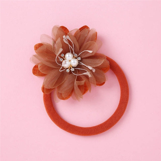 Balleenshiny Infant Child Hair Band Three-dimensional Alloy Rhinestone Crown Headdress Baby Girl Mesh Elastic Headband Turban