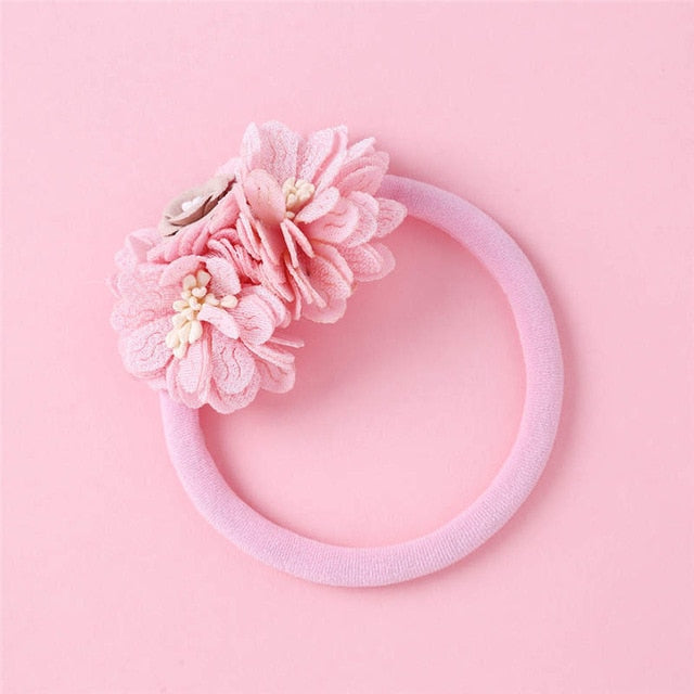Balleenshiny Infant Child Hair Band Three-dimensional Alloy Rhinestone Crown Headdress Baby Girl Mesh Elastic Headband Turban