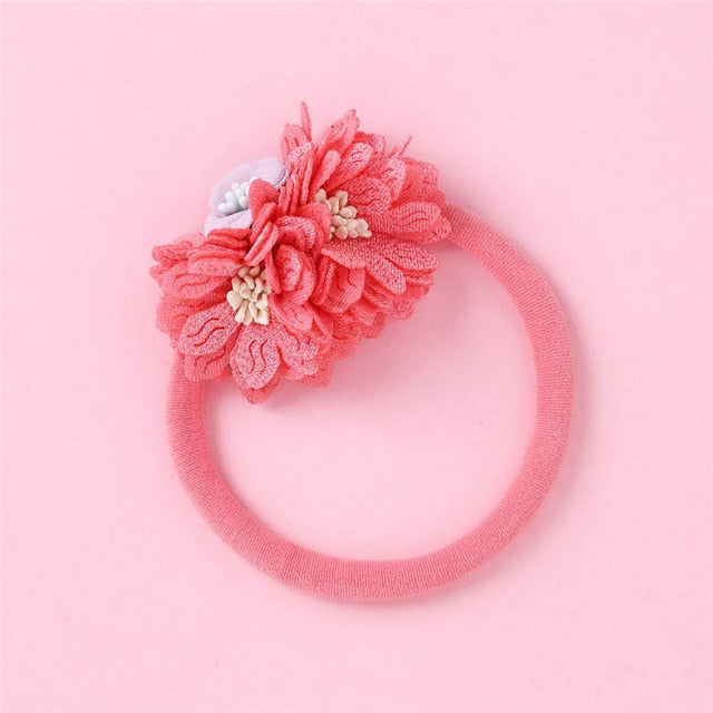 Balleenshiny Infant Child Hair Band Three-dimensional Alloy Rhinestone Crown Headdress Baby Girl Mesh Elastic Headband Turban