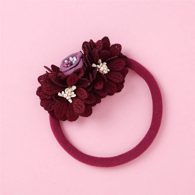Balleenshiny Infant Child Hair Band Three-dimensional Alloy Rhinestone Crown Headdress Baby Girl Mesh Elastic Headband Turban