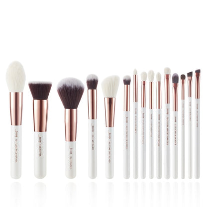 Jessup Makeup brushes set 6-25pcs Pearl White / Rose Gold Professional Make up brush Natural hair Foundation Powder Blushes