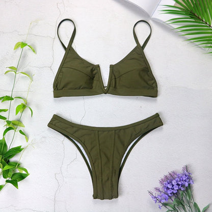 Sexy Bandeau Bikinis 2020 New V Neck Bikini Swimsuits Push Up Swimwear Female Brazilian Bikini Set Bathing Suits Biquini 3418