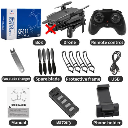 2020 NEW KF611 Drone 4k HD Wide Angle Camera 1080P WiFi fpv Drones Camera Quadcopter Height Keep Drone Camera Dron Toy